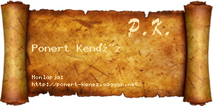Ponert Kenéz névjegykártya